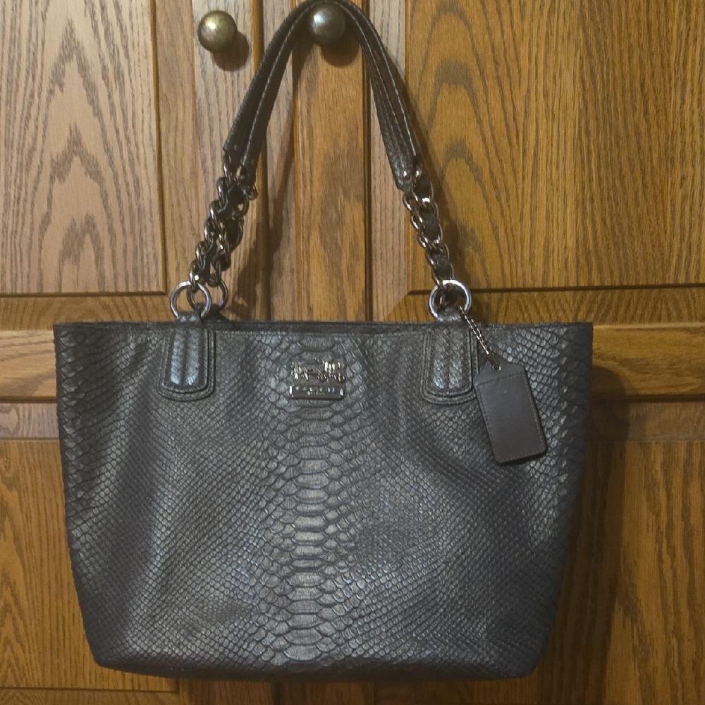 Coach brown leather textured Tote Bag
